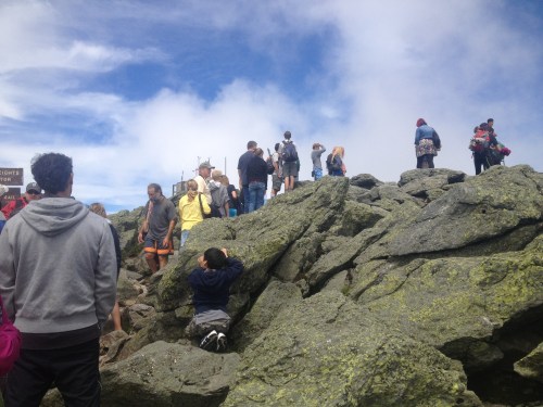 The line to get a summit photo