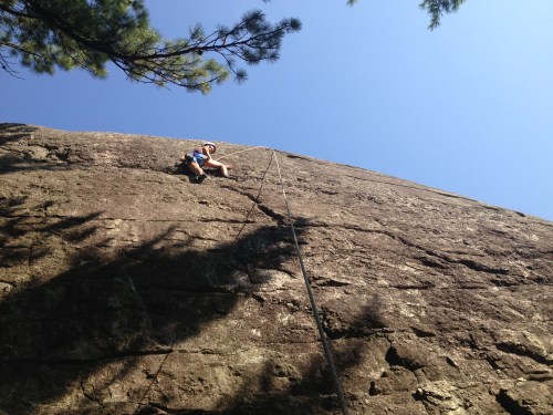 Our first top-rope after rappelling