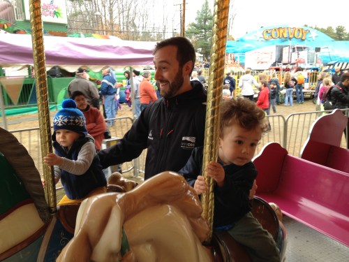 Alex riding with his buddy Rowan