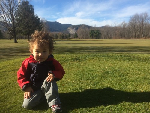 Posing with Whitehorse Ledge in the background